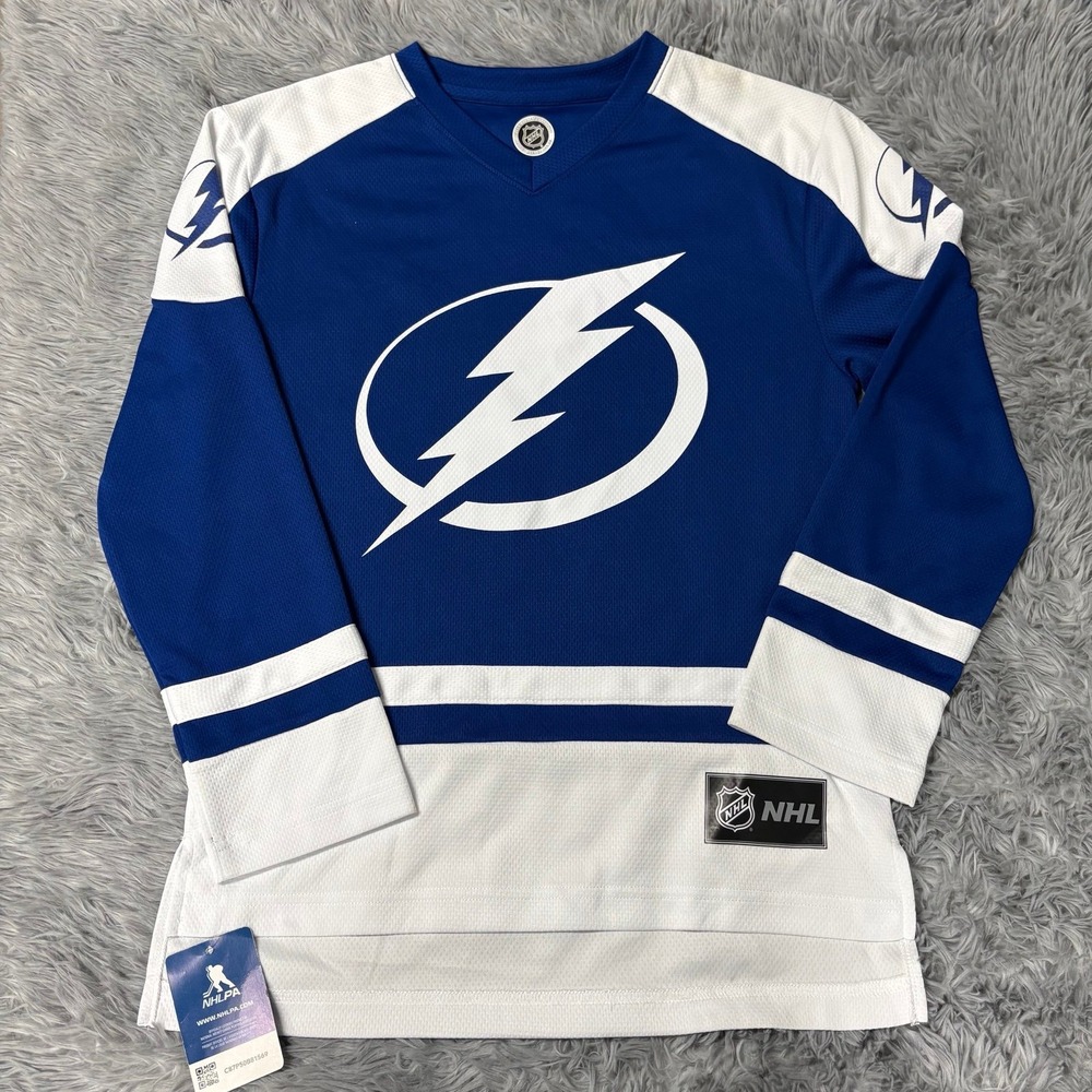 Tampa Bay Lightning NHL Hockey Jersey #86 Kucherov Blue White Youth Large NEW